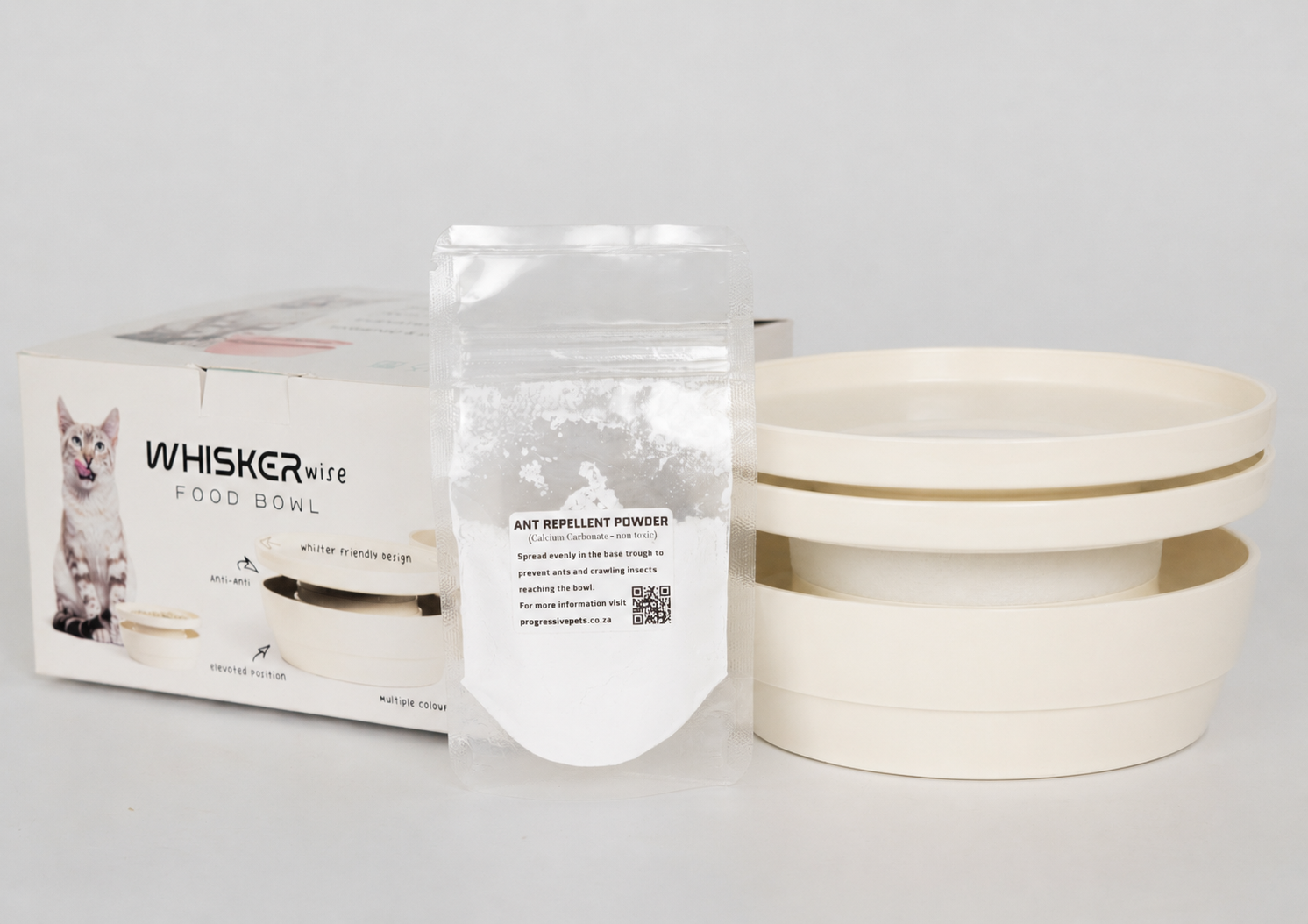 Whisker Wise Anti-ant Feeding Bowl - Calico Cream