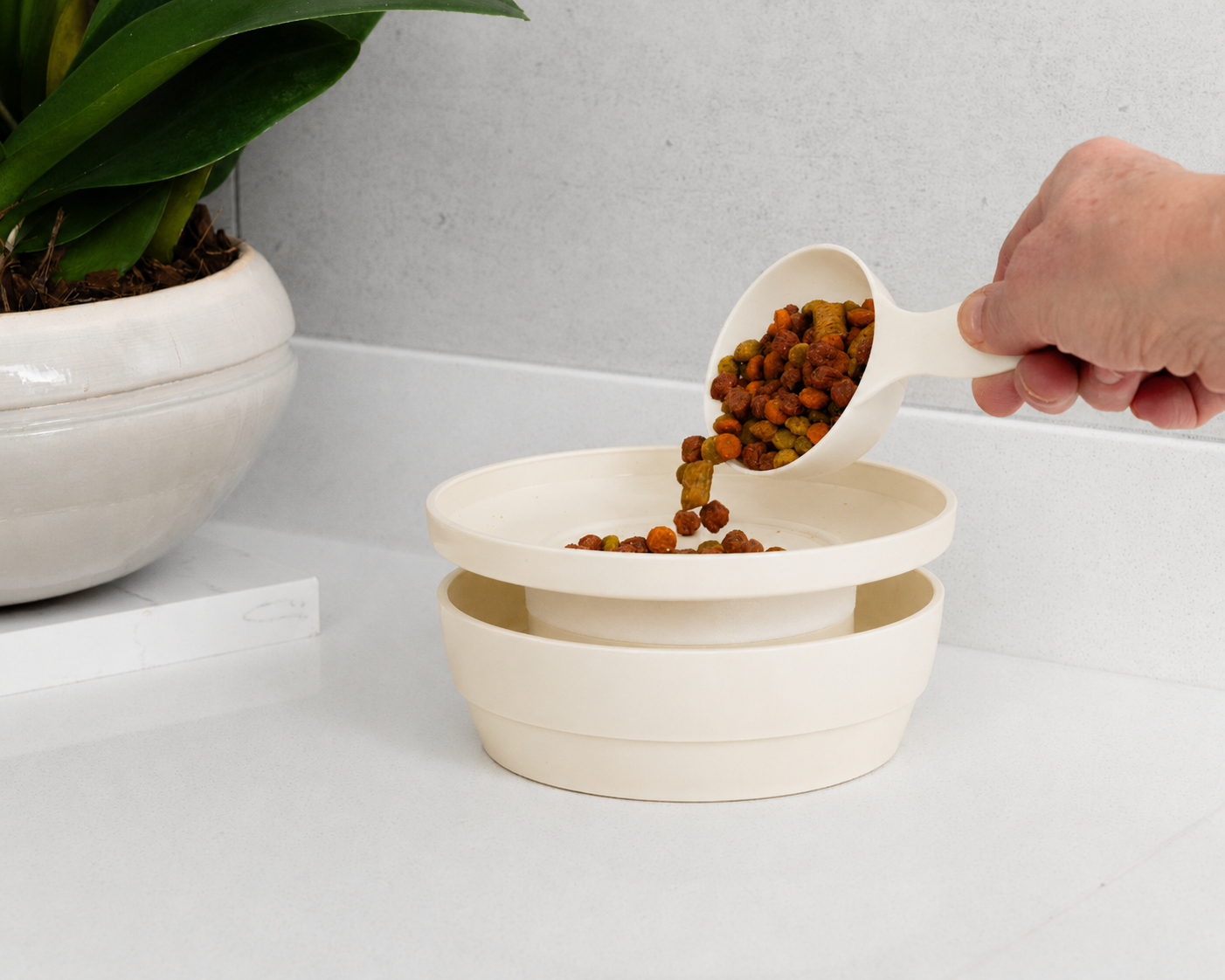 Whisker Wise Anti-ant Feeding Bowl - Calico Cream